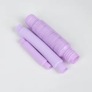 Macaron purple plastic stretch tubes, sensory pop tube toys, flexible DIY decompression tools.