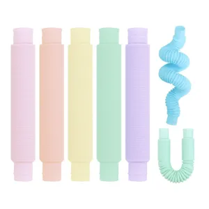 Macaron Color Plastic Stretch Tubes Fidget Toys DIY Sensory Bellows Relieve Stress Fun Toys For Kids And Adults