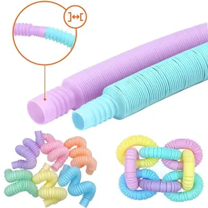 Pop tube sensory stretch toys macaron colors decompression plastic DIY tubes main image