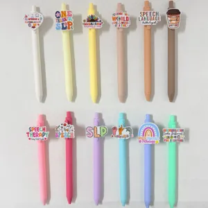 Détails de stylos gel cliquables en acrylique SLP avec divers adorables motifs mignons.