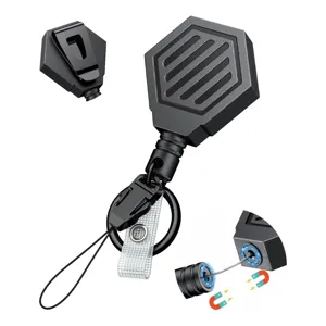 Portachiavi Retrattile Resistente Design Magnetico Filo Acciaio Inossidabile Anello Chiave Estensibile Per Zaino Esterno Clip Da Cintura