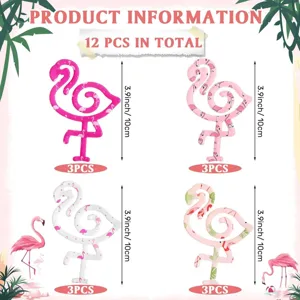 Detailed view of floral pattern flamingo acrylic bookmarks, twelve pieces per set.