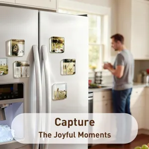 Personalisierte Acryl Foto Kühlschrankmagnete Set, transparente magnetische Aufkleber.