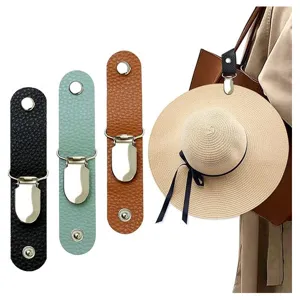 Clip per Cappello in Pelle PU per Borsa Porta Cappello da Viaggio Gancio di Stoccaggio Accessorio per Cappello Mani Libere Multifunzionale per Zaino da Viaggio