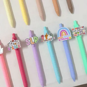 Stylos à bille colorés avec de charmants pendentifs en acrylique orthophonie pour le bureau