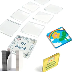 DIY Quadratische Acryl Kühlschrankmagnete Set Blanko Transparent Kunststoff Dekomagnete Mit Selbstklebenden Magnetplatten Für Zuhause Küche Büro Dekoration