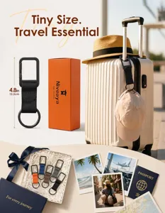 Clip portacabello o gorras para mochila y mosqueton de viaje para mantener gorras bien seguras.