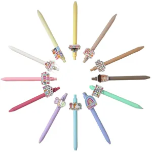Ensemble de stylos à bille pastel avec des breloques en acrylique orthophonie mignons.