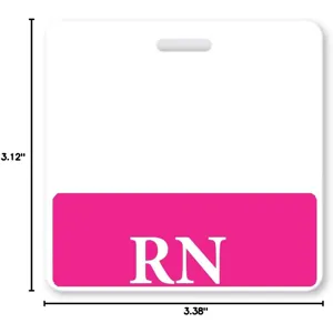 Tarjeta de identificación de enfermera de acrílico con dimensiones claras para hospitales.