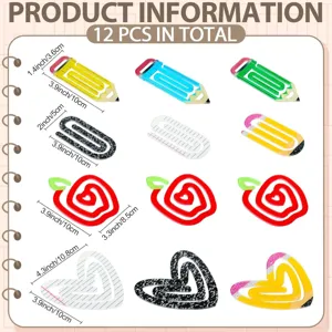 12 Stk. Acryl Stift Herz Lesezeichen süße Schreibwaren DIY Anhänger Set mit Maßen