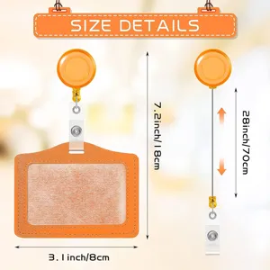Oranger PU Ausweishalter Größendetails mit 8cm Breite und 18cm Gesamthöhe für Büro.