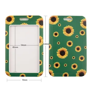 Sunflower ID card holder badge reel vertical plastic name badge holder with lanyard