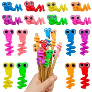 Cute Big Eyeball Pen Cap TPR Soft Rubber Pencil Protector Creative Stationery Accessory For Students Writing Tool