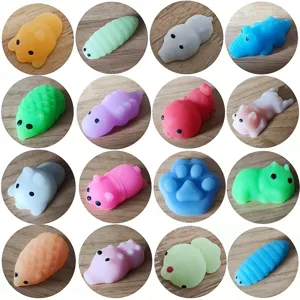 Detailed view of cute mini mochi squishy animal toys, soft stress relief toys for creative gifts.