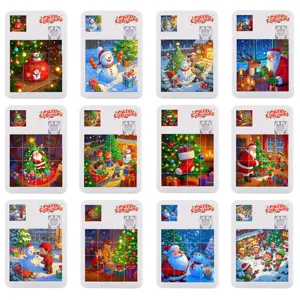 Juguete de Rompecabezas Deslizante de Navidad Cuadrícula Laberinto Patrón de Dibujos Animados Festivo Juego de Ingenio de Plástico