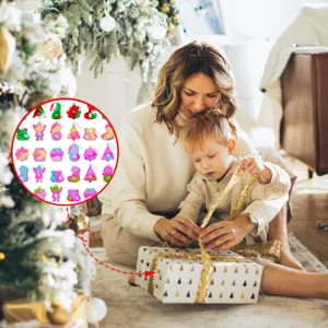 Natale silicone push pop fidget portachiavi, mini ciondolo sensoriale di decompressione.