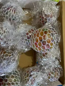 Mesh stress relief grape ball colorful bead squeeze sensory toy for anxiety and fun play.