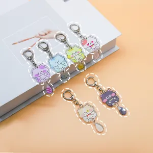 Porte-clés chat en acrylique, charmants pendentifs multicolores avec fermoir métallique.