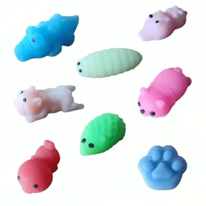 Cute mini animal squishy toys set, colorful soft silicone stress relief sensory toys for kids.
