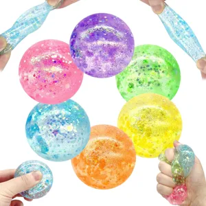 TPR Sequin Squishy Toy Slow Rebound Maltose Ball Stress Relief Fidget Toy Creative Sensory Desk Toy For Adults Teens