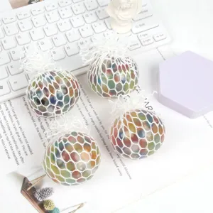 Colorful mesh stress relief grape balls, squeeze sensory toys for anxiety and fun ADHD relief.