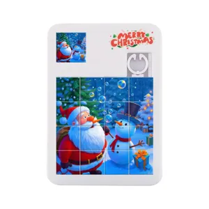 Vista detallada de rompecabezas deslizante navideño, juguete de ingenio 16 rejillas Papá Noel.