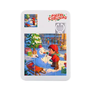 Rompecabezas deslizante de Navidad 16 cuadrículas laberinto juguete educativo bloque