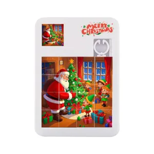 Juguete de rompecabezas deslizante de Navidad con 16 cuadrícula laberinto regalo infantil