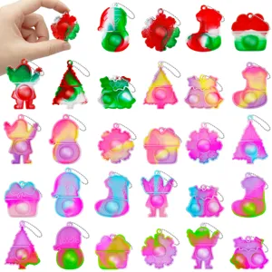 Natale Pop Bolla Fidget Giocattolo Mini Silicone Babbo Natale Albero Portachiavi Antistress Giocattolo Sensoriale Regalo Festivo
