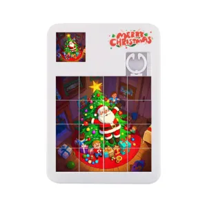 Juguete de rompecabezas deslizante de Navidad 16 cuadrícula juego de inteligencia vista detallada