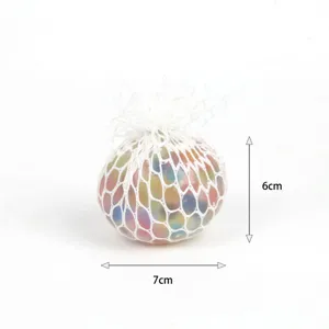 Squeeze mesh stress ball colorful water beads sensory anxiety relief toy 7cm diameter