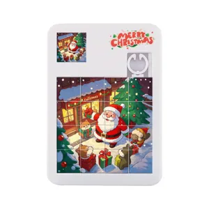 Navidad juguete puzzle deslizante 16 rejillas juego inteligencia regalo blanco