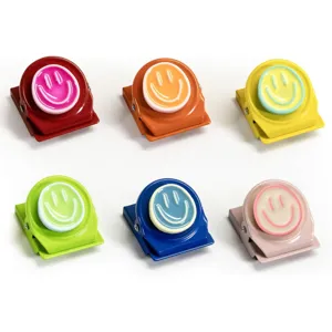 Bunte Smile Face Magnetische Kühlschrank-Clips Harz Metall Kühlschrankmagnete Mit Federn Für Whiteboard Locker Büro Heim Küche Snack-Beutel
