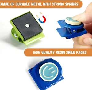 Bunte Smiley Harz Magnetclip fuer Whiteboard Kuehlschrank Notizhalter Metallstarke