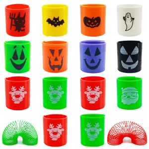Mini Magic Spring Rainbow Ring Toy Halloween Christmas Cartoon Colorful Fidget Stress Relief Toy Novelty Gift For Kids
