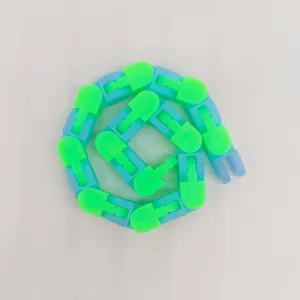 Chaine sensorielle fidget toy Wacky Track bleu vert 24 maillons anti stress details speciaux