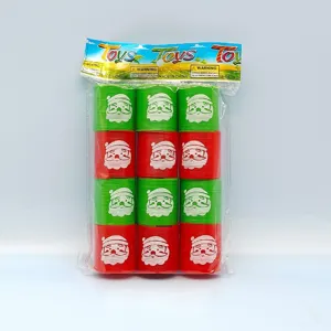Christmas mini magic spring toy set, plastic rainbow slinky with Santa Claus face for kids.