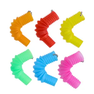 Colorful pop tubes keychain set flexible telescopic decompression toys plastic pack