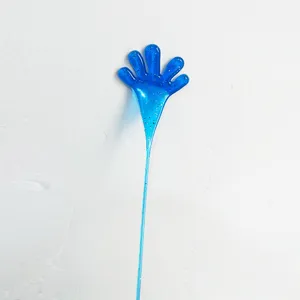 Blauw glitter kleverig handje speelgoed, rekbare klimhand nieuwigheid voor kinderen.