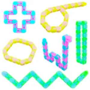Jouet de Chaîne de Piste de Décompression Lumineux 24 Sections Flexible Sensoriel Fidget Toy Magique Puzzle pour Soulager le Stress