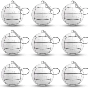 3D spherical puzzle volleyball keychain creative backpack pendant metal ring white toy gift item