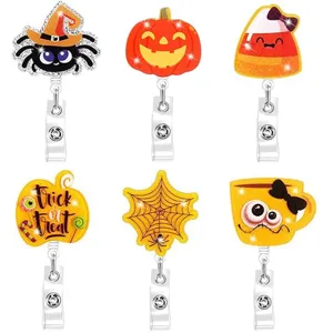 Halloween Ausweisjojo Acryl Cartoon Kürbis Spinne Geist Id Kartenhalter Jojo Für Büroangestellte Krankenschwester Lehrer Student