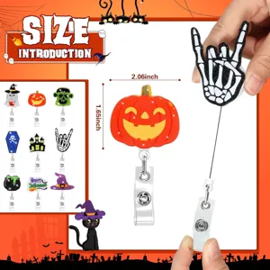 Halloween süße Acryl einziehbar Ausweishalter Kürbis Skelett Badge Reel Halterung