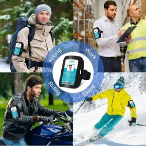 Multifunctional outdoor sports armband ID badge holder with elastic strap and adjustable buckle.