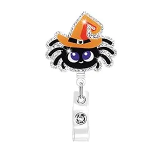 Halloween Spinnen Ausweishalter glitzernd einziehbar Namensschild Clip Krankenschwester Büro