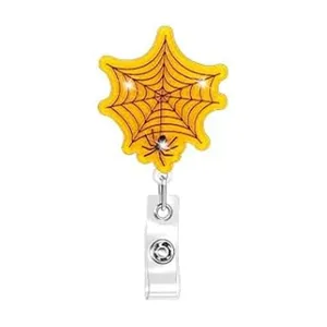 Halloween Spinnennetz Ausweishalter Rollen Clip mit Krokodilklemme Namensschild Halter