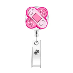 Süßer rosa Pflaster Ausweishalter einziehbar Krankenschwester Namensschild Clip Büro