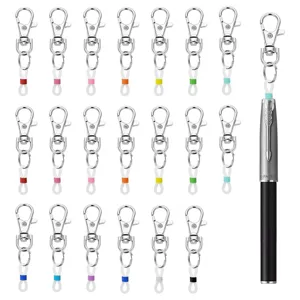 Porte-badge rétractable avec anneau en silicone mousqueton porte-clés pour cartes clés ou stylos.