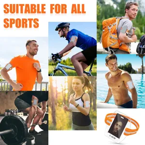 Detailansicht zeigt Sport Armtasche Ausweis Halter, Gummiband und vielseitige Nutzung.