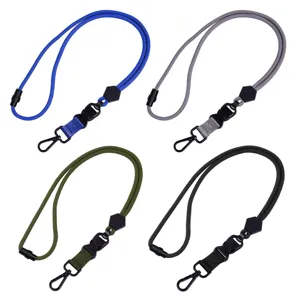Cordón para Credencial Ajustable Hexagonal Heavy Duty Cuerda Redonda Gancho de Metal Hebilla de Seguridad Correa de Cuello Desmontable para Teléfono Tarjeta ID